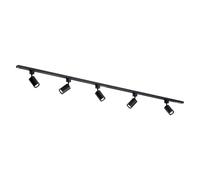 Qub Focus III 1-Phase Spotlight Track Lighting - 200 cm - 5x GU10 Heads - 2x 1m Rails - I-Form - Spot Lights Black - Extendable & Flexible - Compatible Led Ceiling Light - Modern Design Track Lighting