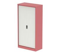 Qube 2000mm Side Tambour Cupboard Antique Pink And Satin White With Shelves
