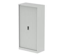 Qube 2000mm Side Tambour Cupboard Light Grey With Shelves