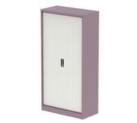 Qube 2000mm Side Tambour Cupboard Pastel Violet And Satin White With Shelves