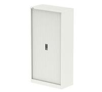 Qube 2000mm Side Tambour Cupboard White With Shelves