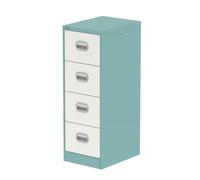Qube 4 Drawer Filing Cabinet Pastel Turquoise And Satin White