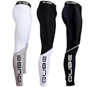 QUBE Mens Compression Leggings Cool Dry Sports Running Gym Tights Base Layer Bottom Cycling Pants for Workout Athletic Training thermal underwear (UK, Alpha, XL, Regular, Regular, White/Brow)