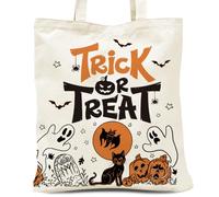 Qubereeree Halloween Decorations - Halloween Spooky Trick or Treat Canvas Tote Bags Reusable Gifts for Women, Goth Dancing Skeleton Pouch Ghost Holiday Party Gift Novelty Candy Bag for Boys Girls-9