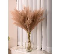 Qubitful Faux Pampas Grass, 9 PCS 37''/3.1FT Tall Fluffy Fake Pompas Floral, Large Artificial Pompous Grass Branches for Floor Vase Fillers, Boho Farmhouse Room Wedding Decor (Taupe)