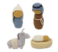 Qubitly 4 Pcs Positive Crochet Gift, Jesus Birth Theme Handmade Set, Jesus Plush Ornaments, Jesus Toy Religious Presents For Men Women Kids, Ideal for Home Church Decoration
