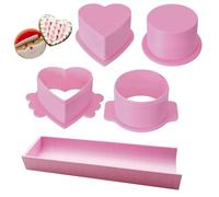 Qubitly 5 Pcs Pink Cake Pop Mould Set with Heart and Circle Design, Reusable Silicone Cake Moulds for Baking Enthusiasts, Food-Grade Cakesicle Moulds for Home and Professional Use