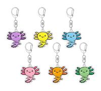 Qubitly 6 Pcs Cute Axolotl Fingerlings Keychains Set, Multicolor Animal Keyrings, Novelty Keyrings Mini Axolotl Toys for Kids Party Bag Fillers, Birthday Party Favours, Classroom Prizes