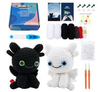 Qubitly Crochet Kit for Beginners, Magical Dragon Crochet Starter Kit with Step by Step Manual, Whimsical DIY Kits for Adults Kids, Unique Craft Kits Gift for Fantasy Lovers