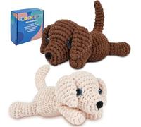 Qubitly Crochet Kit for Beginners, Two Tone Dachshund Pattern Crochet Kit with Instruction Manual, Fun Filled DIY Kits for Adults Kids, Perfect Handmade Craft Kits Gifts for Dachshund Lovers