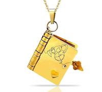 Qubitly Granddaughter Book Necklace, Adjustable Golden Chapter Locket Necklaces with Engraved Message, Openable Chapter Book Necklace, Granddaughter Gifts from Grandparents