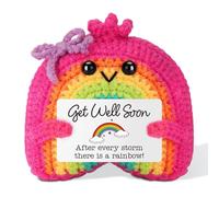 Qubitly Handmade Rainbow Crochet Doll, Get Well Soon Adorable Positive Rainbow Crochet with Soft Yarn and Plush Cotton Filling, Thoughtful Emotional Support Gift for Encouragement