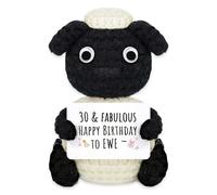 Qubitly Positive Crochet Animals, Adorable Positive Crochet Sheep, Handmade Soft Knitted Toy, 30th Birthday Gifts for Women, Cute Handmade Decoration for Desk, Nursery, Party, Adults