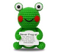 Qubitly Positive Crochet Frog, Handmade Mini Emotional Support Crochet, Soft Yarn Positive Animals, Frog Gifts for Women, Cute Desk, Travel Companion for Friend