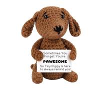 Qubitly Positive Crochet Teckel, Brown Handmade Weiner Dog, Yarn & Cotton Stuffed Animal, Positive Crochet Animals, Emotional Support Dog, Dachshund Gifts (Dachshund)