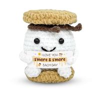 Qubitly Positive Crochet Teckel, Brown Handmade Weiner Dog, Yarn & Cotton Stuffed Animal, Positive Crochet Animals, Emotional Support Dog, Dachshund Gifts Romantic Present (Biscuit)