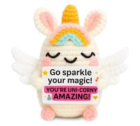 Qubitly Positive Emotional Support Unicorn, Handmade Crochet Animals, Portable Emotional Toy, Chemical Fiber Material, Healing Decor, Colourful Positive Unicorn Toy for Kids & All