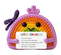 Qubitly Positive Rainbow Crochet, Handmade Rainbow Crochet Doll with Soft Yarn and Cotton Filling, Heartfelt Emotional Support Gift with “You Are Enough” Affirmation, Perfect for Home Decor