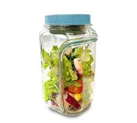 Qubitly Salad Pod, Light Plastic Salad Bowl, Leak Proof Case, Salads Bowl, Removable Divider for Fresh Salads, Snacks, Portable for Lunch, Office, Picnic, Meal Prep