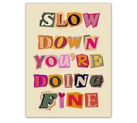 Qubitly Slow Down You're Doing Fine Positive Affirmation Poster, Colorful Canvas Print, Stylish Aesthetic Room Decor, Inspiring Aesthetic Posters for Home, Dorm & Office (11.8in×7.9in, Unframed)