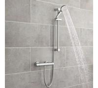 Qubix Thermostatic Round Shower Mixer & Slider Rail Kit Chrome