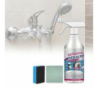 Qublex 2026 New Bathroom Descaler Foam Spray Large 300ml Bottle - Powerful Limescale Remover & Bathroom Cleaner Spray for Home, Shower, Sink & Glass, with Sponge and Cloth for Easy Cleaning