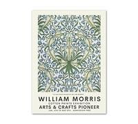 QUBTAN William Morris Blue Flower Green Leaf Poster And Prints Vintage Wall Art Plant Canvas Painting Aesthetic Pictures For Home Decor50x70cmx1No Frame