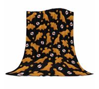 Qucarder Chicken Nugget Throw Blanket Dino Nugget Funny Food Ketchup Throw Blankets Lightweight Cozy Flannel Blanket for Living Rooms Bedroom Couch Sofa Home Decor 150x200cm