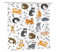 Qucarder Cute Cat Shower Curtain Animals Pet Pattern Bath Curtain Waterproof Shower Curtains for Bathroom Decor 180x180cm
