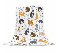 Qucarder Cute Cat Throw Blanket Animals Pet Pattern Blanket Gift for Girl Boy Kids Cat Lovers Soft Cozy Flannel Blanket for Living Rooms Bedroom Couch Sofa Home Decor 50x60 Inch