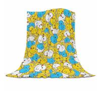 Qucarder Cute Rubber Duck Throw Blanket Cartoon Ducky Yellow White Blue Throw Blankets Lightweight Cozy Flannel Blanket for Living Rooms Bedroom Couch Sofa Home Decor 100x130cm