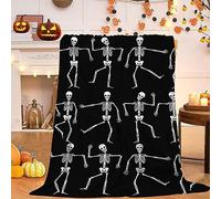 Qucarder Dancing Skeletons Throw Blanket Funny Halloween Throw Blankets Lightweight Cozy Flannel Blanket for Bedroom Living Room Couch Sofa Home Decor 50x60 Inch