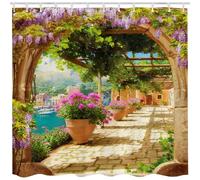 Qucarder Garden Shower Curtain Leaves Flowers Floral Beautiful Scenery Bath Curtain 3D printing Waterproof Shower Curtains for Bathroom Decor with 12 Hooks 60x72 Inch
