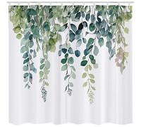 Qucarder Green Leaves Shower Curtain Eucalyptus Bath Curtain Waterproof Shower Curtains for Bathroom Decor with 12 Hooks 72x72 Inch