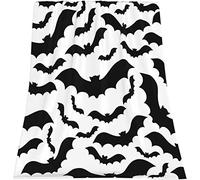 Qucarder Halloween Bats Throw Blanket Halloween Horror Bats Black and White Throw Blankets Lightweight Cozy Flannel Blanket for Bedroom Living Room Couch Sofa Home Decor 40x50 Inch