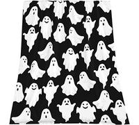 Qucarder Halloween Throw Blanket Funny Ghost Cute Halloween Spooky Black and White Throw Blankets Lightweight Cozy Flannel Blanket for Bedroom Living Room Couch Sofa Home Decor 60x80 Inch