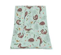 Qucarder Otter Throw Blanket Sea Otters Green Throw Blankets Lightweight Cozy Flannel Blanket for Living Rooms Bedroom Couch Sofa Home Decor 40x50 Inch