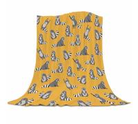 Qucarder Raccoon Throw Blanket Yellow Throw Blankets Lightweight Cozy Flannel Blanket for Kids Boys Girls Living Rooms Bedroom Couch Sofa Home Decor 50x60 Inch