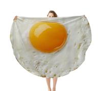 Qucarder Realistic Fried Egg Blanket Funny Realistic Food Blanket for Adults and Kids Novelty Round Flannel Blankets for Bed Couch Office Travel 150 CM