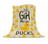 Qucarder Rubber Duck Throw Blanket Just a Girl Who Loves Ducks Throw Blankets Lightweight Cozy Flannel Blanket for Women Girls Kids Living Rooms Bedroom Couch Sofa Home Decor 100x130cm