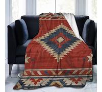 Qucarder Southwestern Native American Design Throw Blanket Lightweight Cozy Flannel Blanket for Bedroom Living Rooms Couch Sofa Home Decor 50x60 Inch