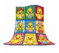 Qucarder Yellow Duck Throw Blanket Geometric Pots Plaid Hat Ducks Throw Blankets Lightweight Cozy Flannel Blanket for Living Rooms Bedroom Couch Sofa Home Decor 100x130cm