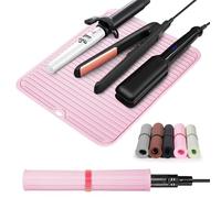 Quccefods Heat Resistant Mat Large Silicone Hot Hair Tools Mat for Curling Irons Flat Iron Hair Straightener Portable Hair Styling Tools Hot Pad Cover