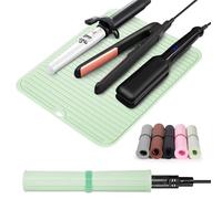 Quccefods Heat Resistant Mat Large Silicone Hot Hair Tools Mat for Curling Irons Flat Iron Hair Straightener Portable Hair Styling Tools Hot Pad Cover