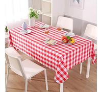 Qucover Gingham Red Tablecloth Rectangular Washable Polyester Red and White Checked Table Cloth for Dinner Picnic 140x220 cm Country Style Red Plaid Table Cover