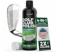 Qucship 8oz 4-in-1 Golf Club Polishing Kit (Clean, Restore, Protect) with Towel - Easy to Use Golf Club Polish, Long Lasting Golf Club Polish for Metal, Zinc, Aluminum & Steel... Clubs