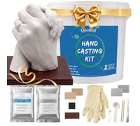 Qucship Couples Hand Casting Kit with Wood Base and Keepsake Card