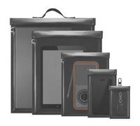 Quctak 5 Pack Faraday Bags with Handle, Faraday Cage for Laptops & Tablets & Radio & Car Keys, Anti-Theft Faraday Key Fob Protector, Waterproof & Fireproof Faraday Bag