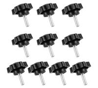 QUCUMER 10 Pcs Clamping Screws, M6 x 20mm Male Thread Knurled Clamping Knobs Plastic Head Hand Knobs Plum Hex Shaped Grips Star Grip Nuts for Machinery Lathe