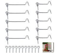 QUCUMER 10 Pcs Hook and Eye Latch, 2.5inch/4inch Cabin Hook Heavy Duty Swivel Lock for Barn Door, Metal Gate, Window, Closet, Shed